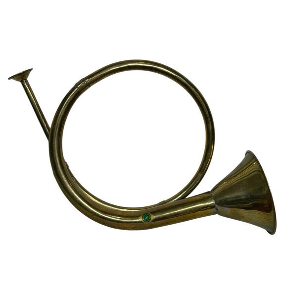 Vintage Horn Brass Bugle Hunting French‎ Decoration Wall Decor Christmas 7x10" - Picture 1 of 7
